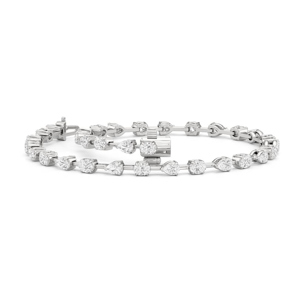 Pear and Oval Tennis Bracelet with 2 1/2 Cut Diamond in 14KT White Gold view 3
