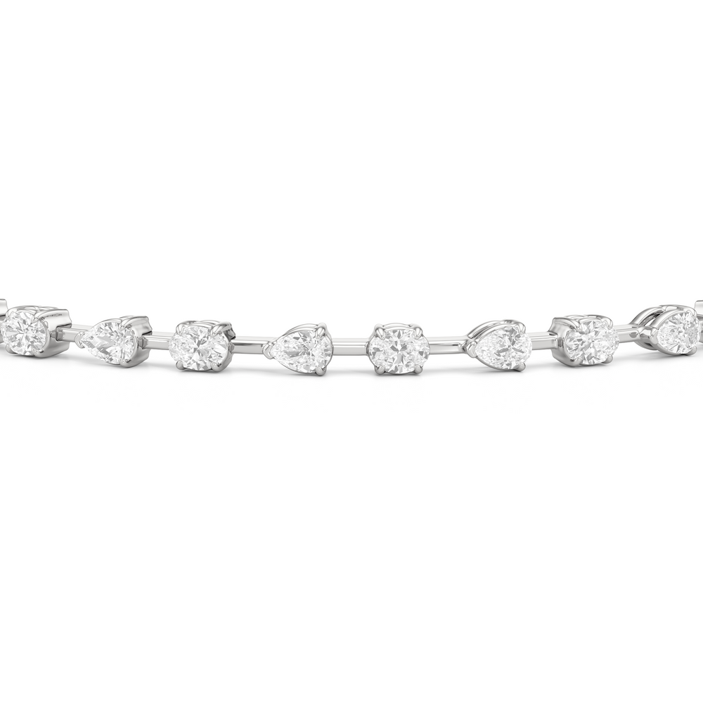 Pear and Oval Tennis Bracelet with 2 1/2 Cut Diamond in 14KT White Gold view 6
