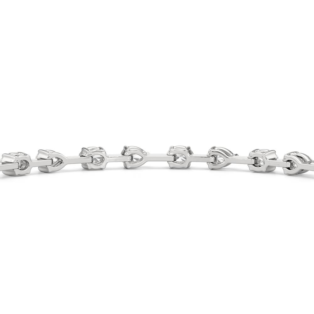 Pear and Oval Tennis Bracelet with 2 1/2 Cut Diamond in 14KT White Gold view 8
