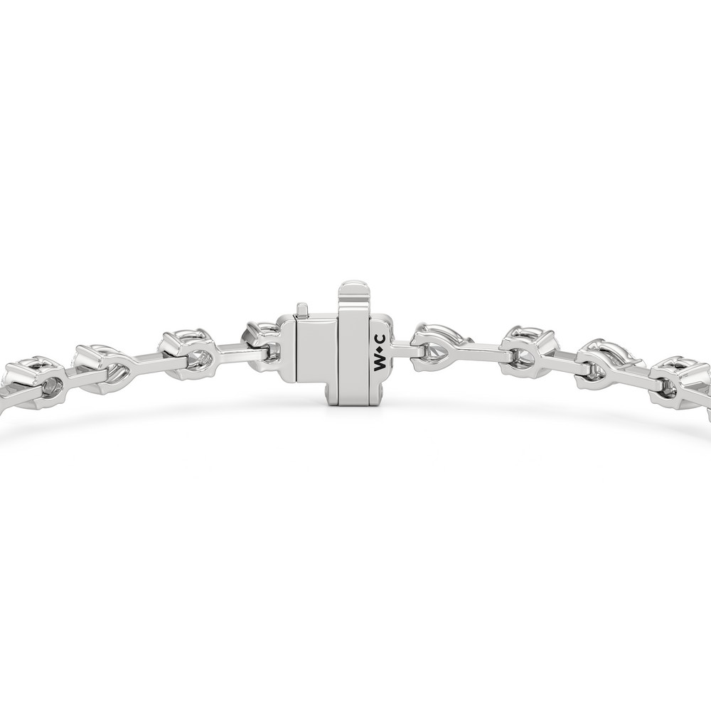 Pear and Oval Tennis Bracelet with 2 1/2 Cut Diamond in 14KT White Gold view 7

