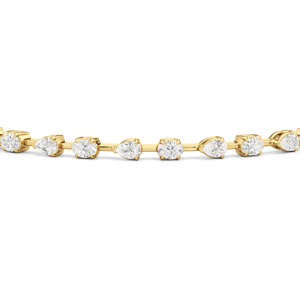 Pear and Oval Tennis Bracelet with 2 1/2 Cut Diamond in 14KT Yellow Gold view 6
