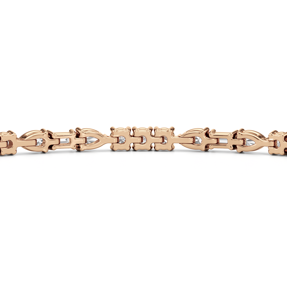Pear, Emerald and Round Linear Tennis Bracelet with 2 3/4 Cut Diamond in 14KT Rose Gold view 7
