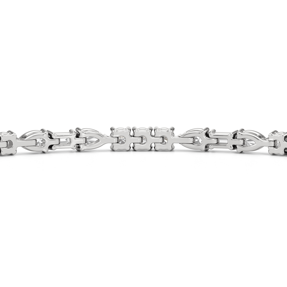 Pear, Emerald and Round Linear Tennis Bracelet with 2 3/4 Cut Diamond in 14KT White Gold view 7
