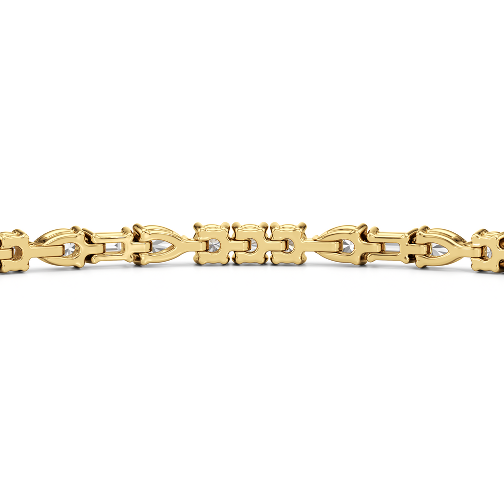 Pear, Emerald and Round Linear Tennis Bracelet with 2 3/4 Cut Diamond in 14KT Yellow Gold view 7
