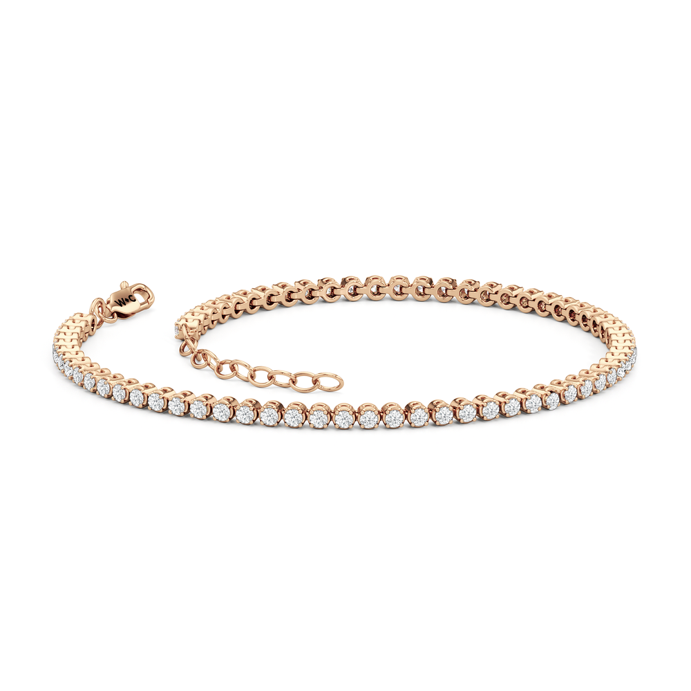 Petite Diamond Tennis Bracelet with 1 Cut Diamond in 14KT Rose Gold view 2
