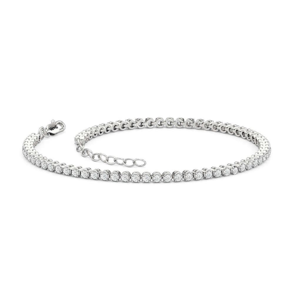 Petite Diamond Tennis Bracelet with 1 Cut Diamond in 14KT White Gold view 2
