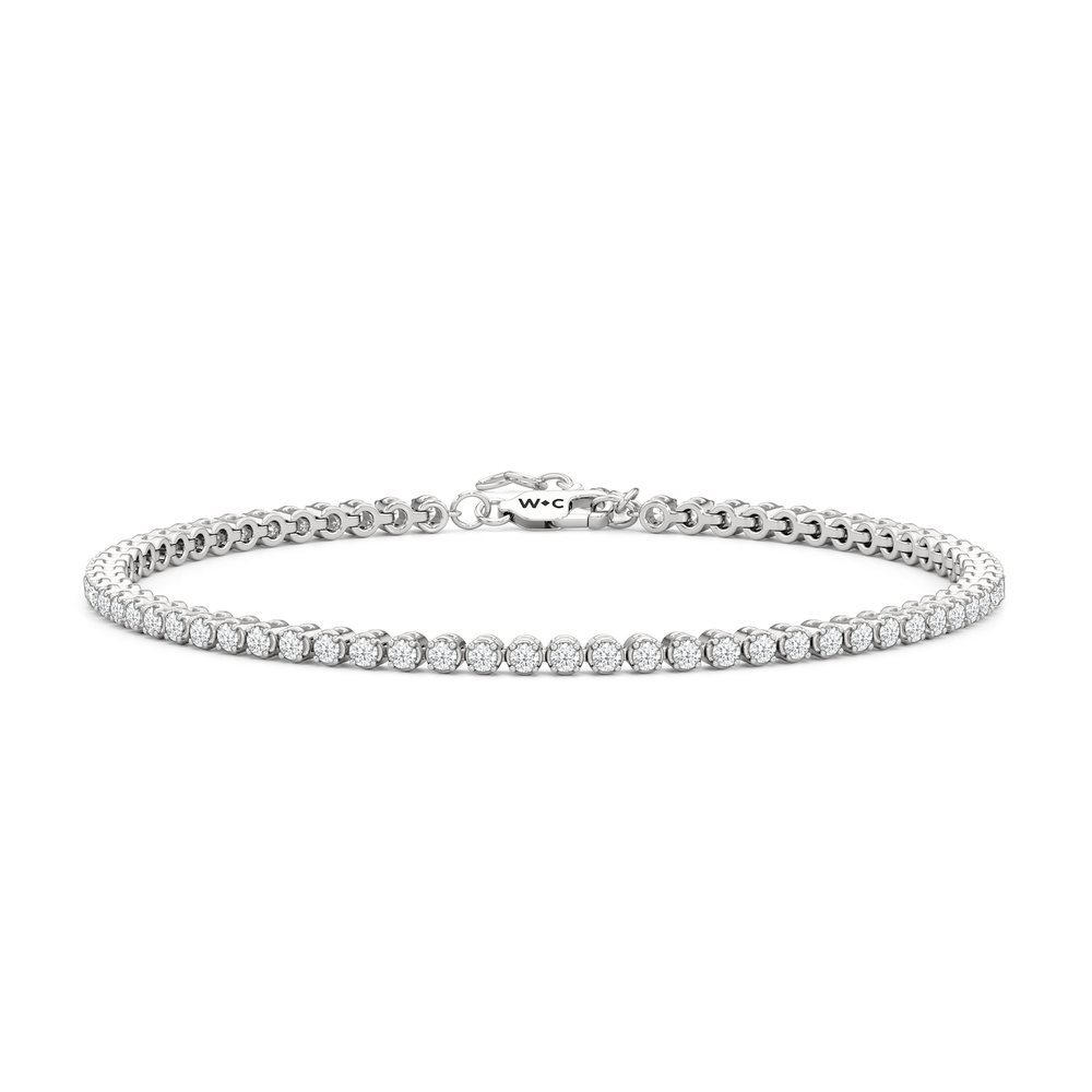 Petite Diamond Tennis Bracelet with 1 Cut Diamond in 14KT White Gold view 1
