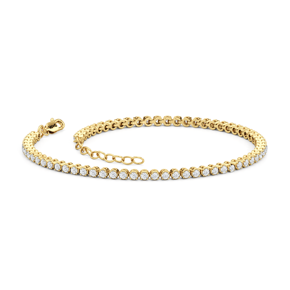 Petite Diamond Tennis Bracelet with 1 Cut Diamond in 14KT Yellow Gold view 2
