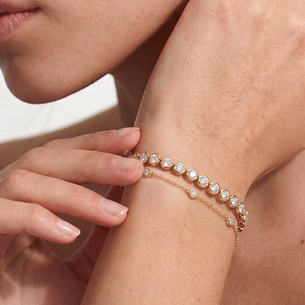 The Emilie Tennis Bracelet with Lab Cut Diamond in 14KT Yellow Gold view 3
