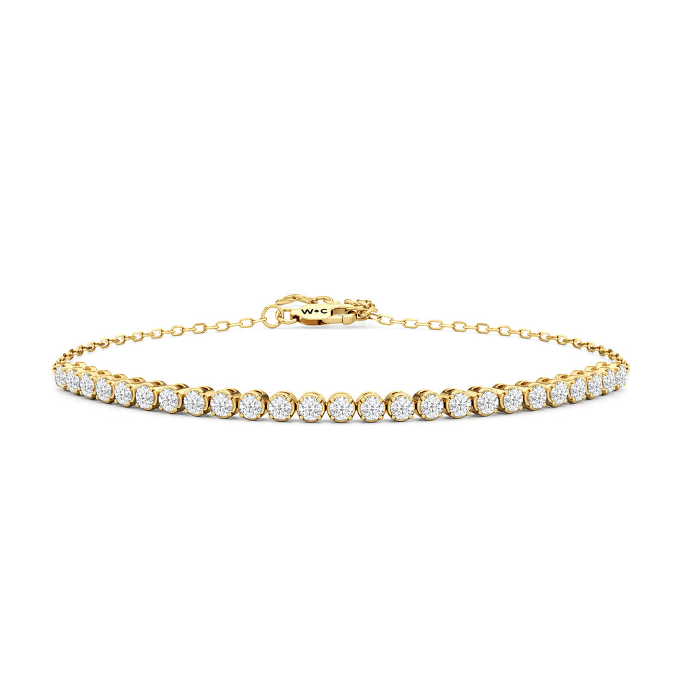 The Kelly Bar Bracelet with Lab Cut Diamond in 14KT Yellow Gold view 1
