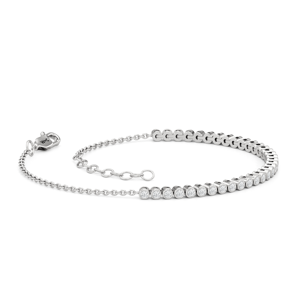 Petite Bezel Diamond Tennis Bracelet with Lab Cut Diamond in 14KT White Gold view 2
