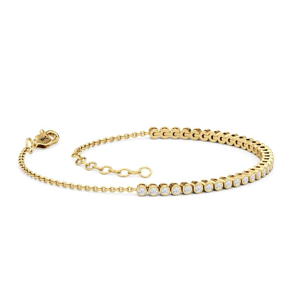 Petite Bezel Diamond Tennis Bracelet with Lab Cut Diamond in 14KT Yellow Gold view 2
