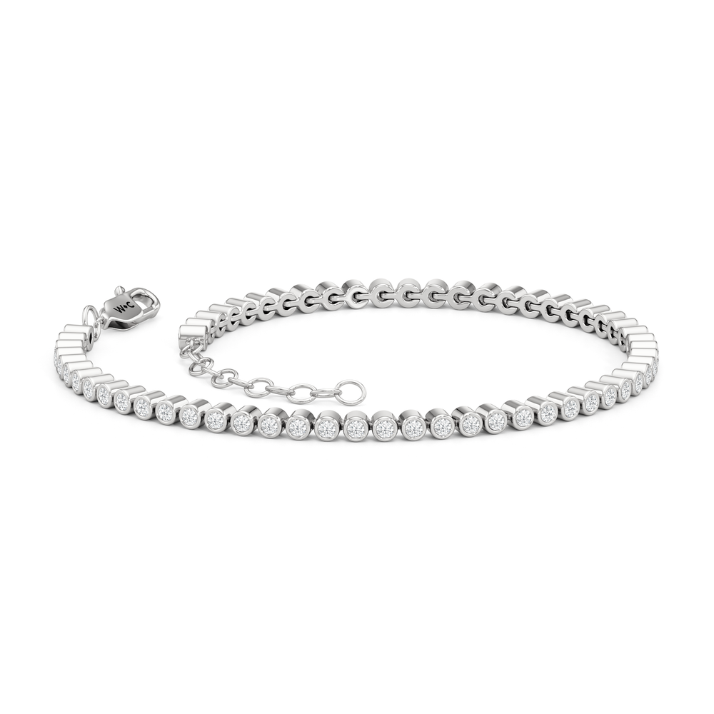 Petite Eternity Bezel Diamond Tennis Bracelet with Lab Cut Diamond in 14KT White Gold view 2
