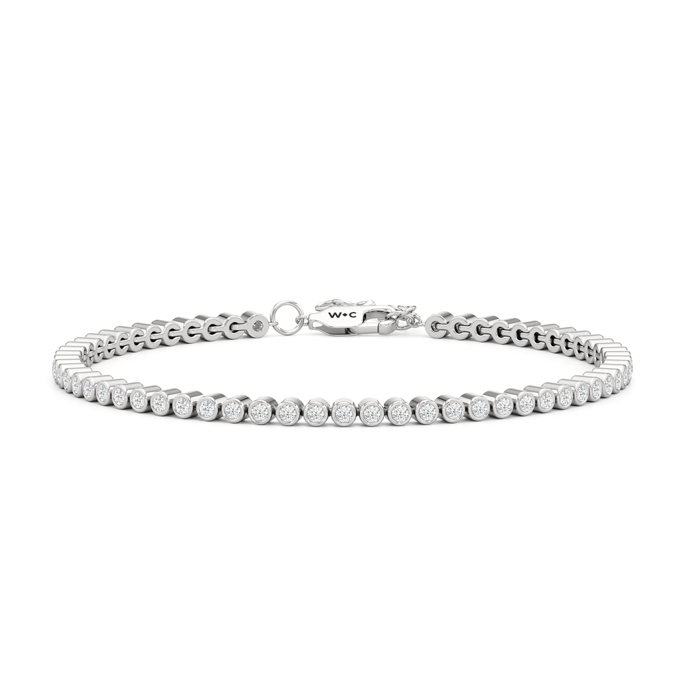 Petite Eternity Bezel Diamond Tennis Bracelet with Lab Cut Diamond in 14KT White Gold view 1
