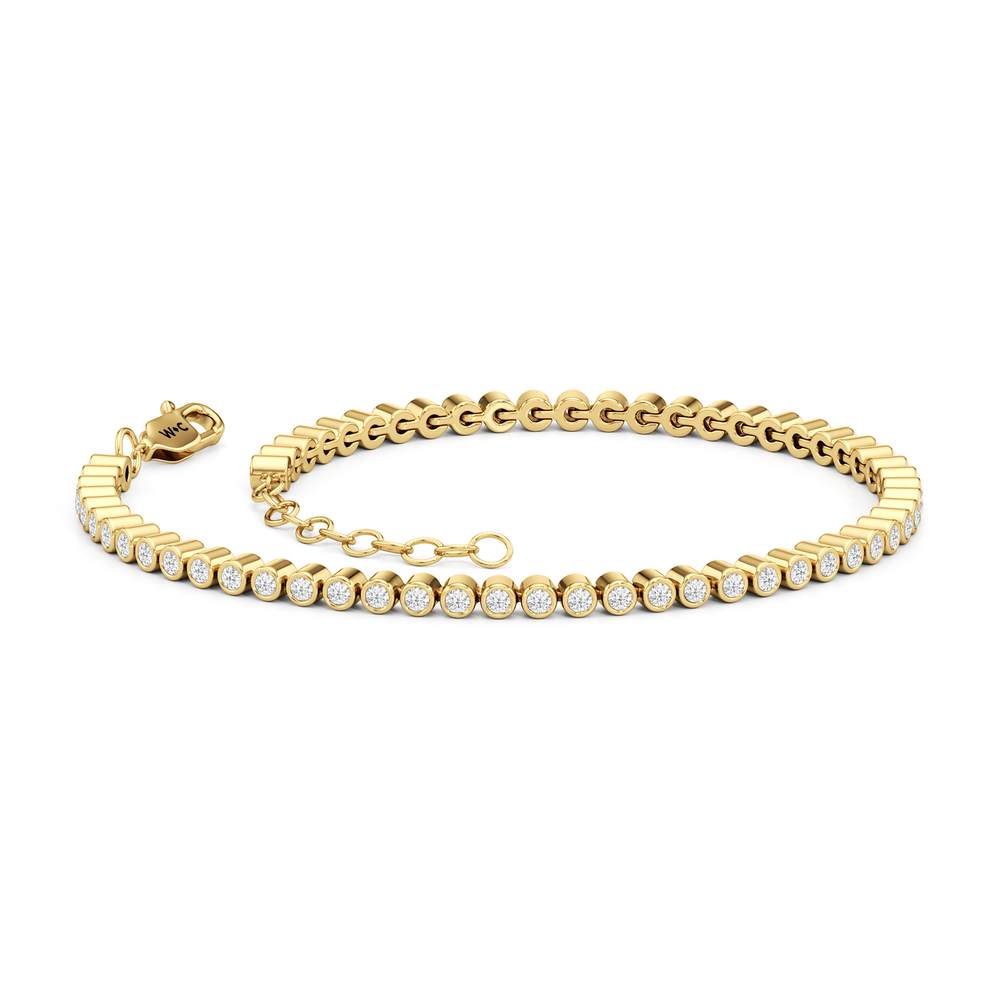 Petite Eternity Bezel Diamond Tennis Bracelet with Lab Cut Diamond in 14KT Yellow Gold view 2
