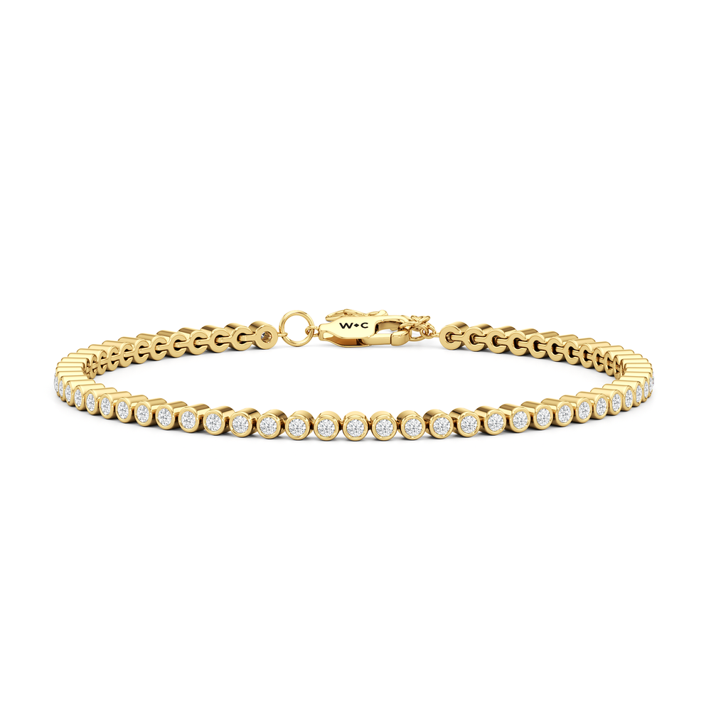 Petite Eternity Bezel Diamond Tennis Bracelet with Lab Cut Diamond in 14KT Yellow Gold view 1

