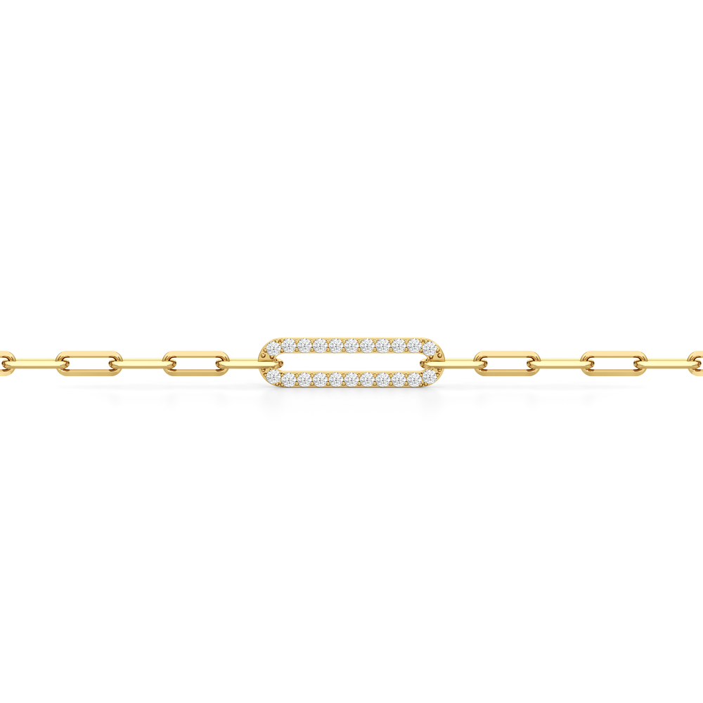 The Celine Paperclip Bracelet with Lab Cut Diamond in 14KT 18K Yellow Gold Vermeil view 4

