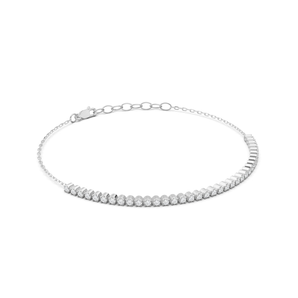 Petite Diamond Line Bracelet with 1/2 Cut Diamond in 14KT White Gold view 2
