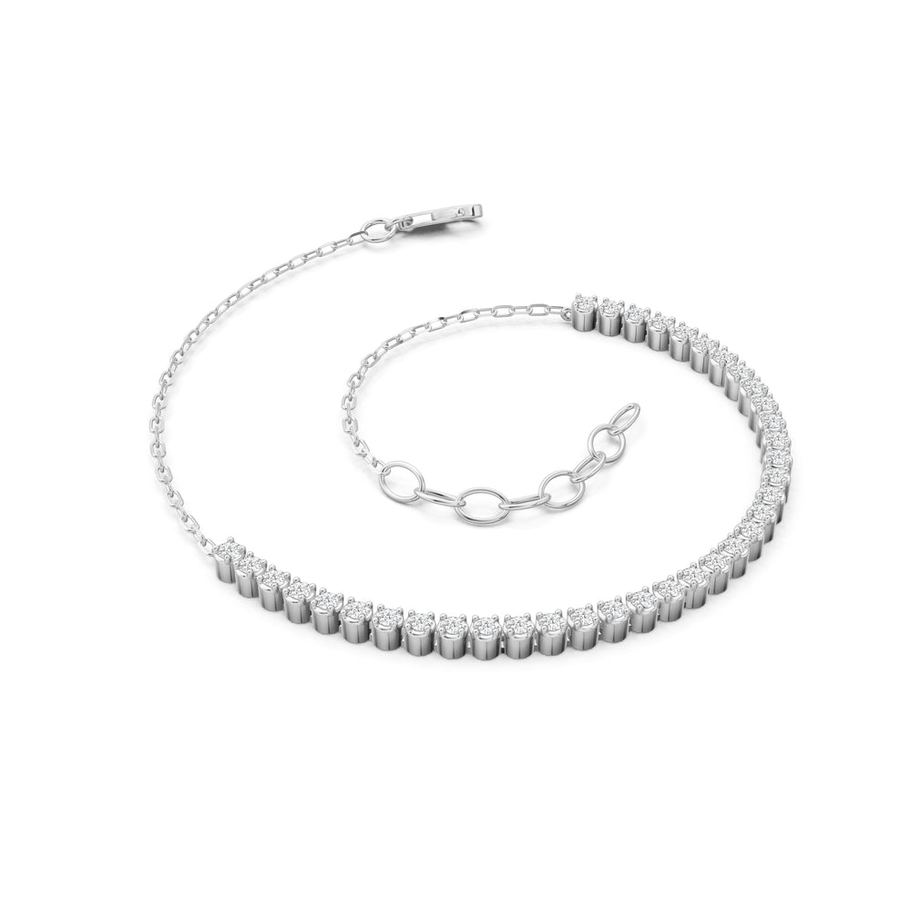 Petite Diamond Line Bracelet with 1/2 Cut Diamond in 14KT White Gold view 5

