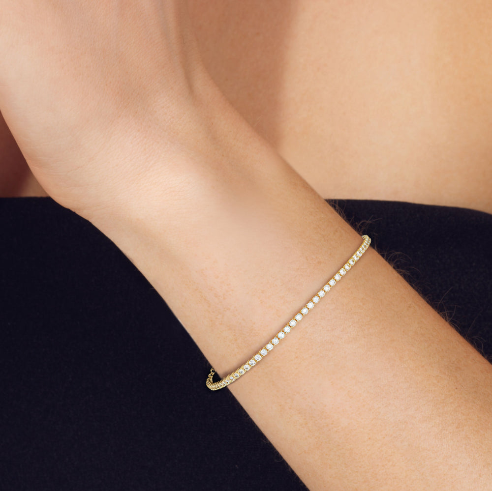 Petite Diamond Line Bracelet with 1/2 Cut Diamond in 14KT White Gold view 4

