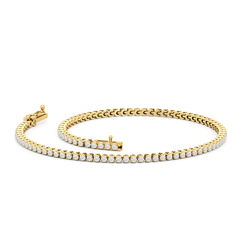 Petite Eternity Diamond Tennis Bracelet with 1 Cut Diamond in 14KT Yellow Gold view 2
