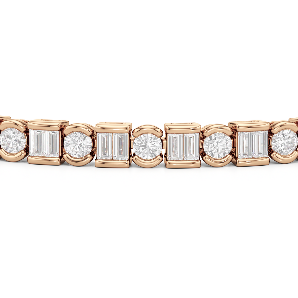 Half Bezel Tennis Bracelet with 4 Cut Diamond in 14KT Rose Gold view 6
