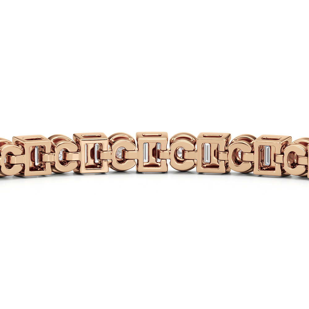Half Bezel Tennis Bracelet with 4 Cut Diamond in 14KT Rose Gold view 7
