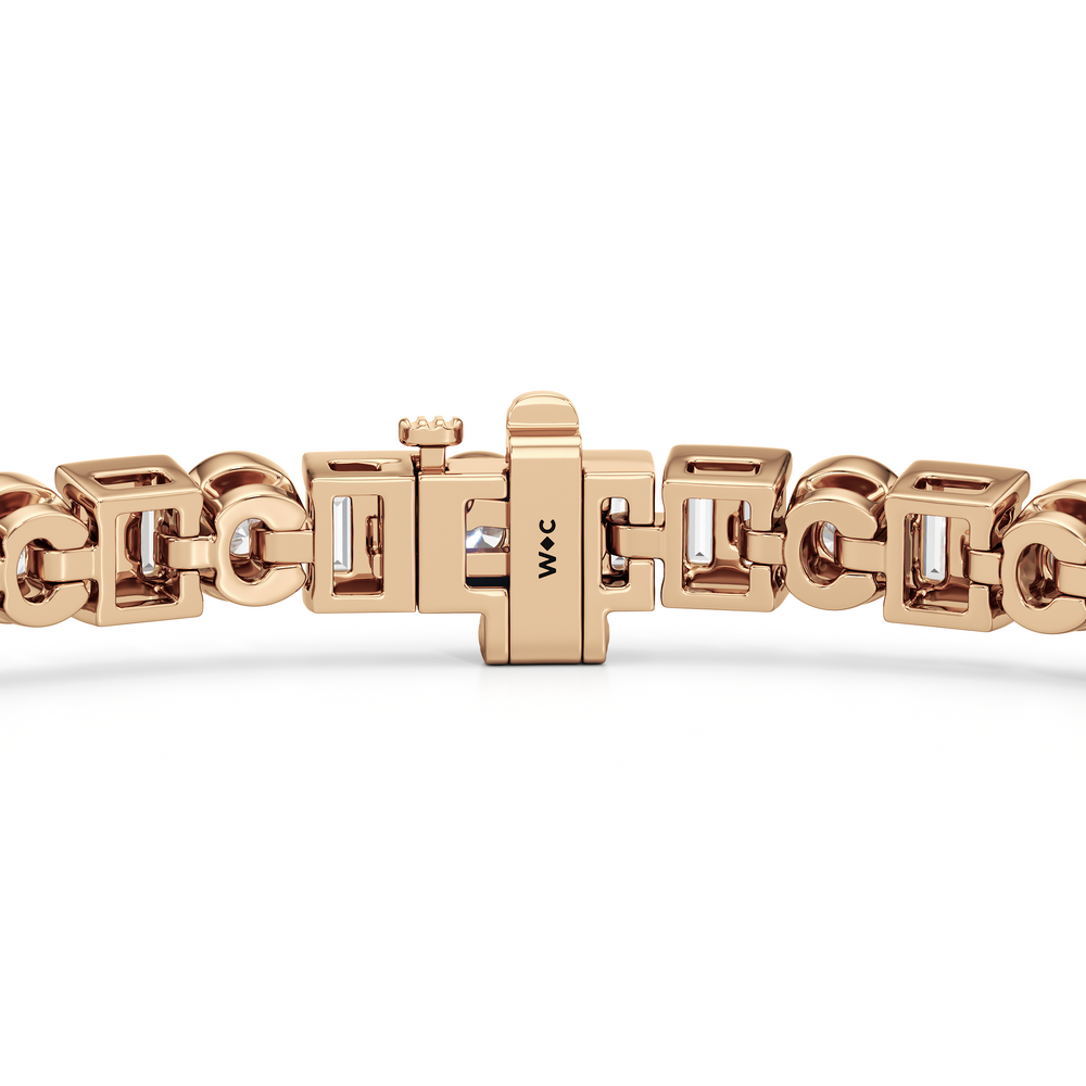 Half Bezel Tennis Bracelet with 4 Cut Diamond in 14KT Rose Gold view 8
