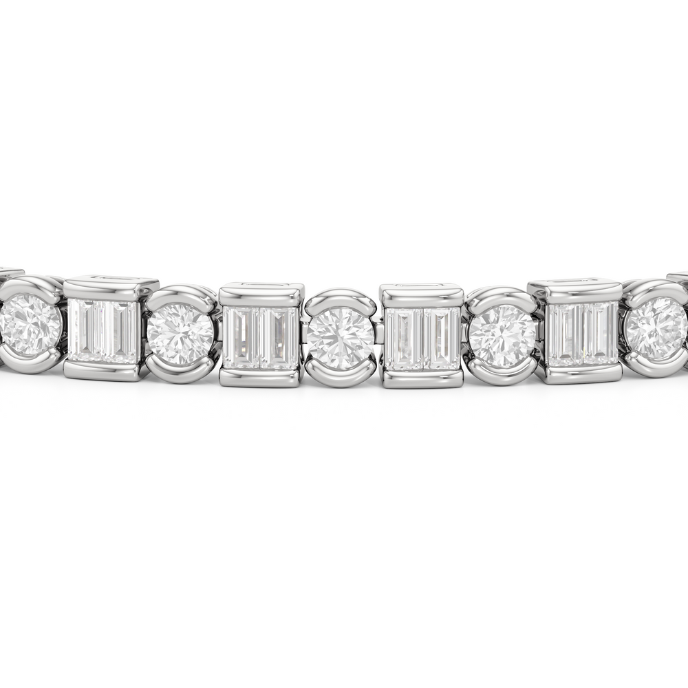 Half Bezel Tennis Bracelet with 4 Cut Diamond in 14KT White Gold view 6
