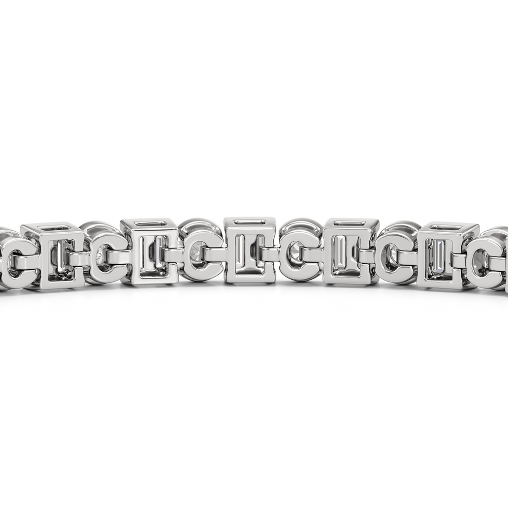 Half Bezel Tennis Bracelet with 4 Cut Diamond in 14KT White Gold view 7
