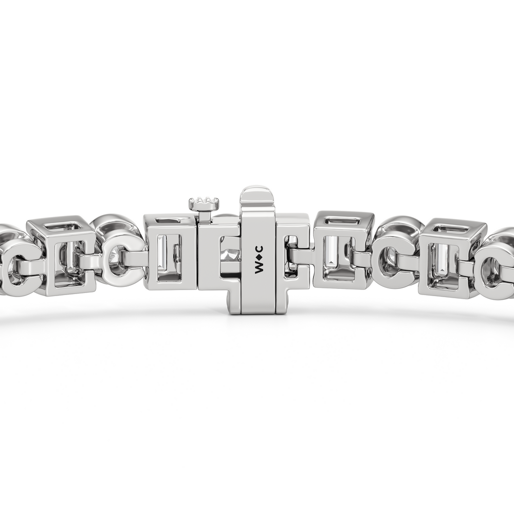 Half Bezel Tennis Bracelet with 4 Cut Diamond in 14KT White Gold view 8
