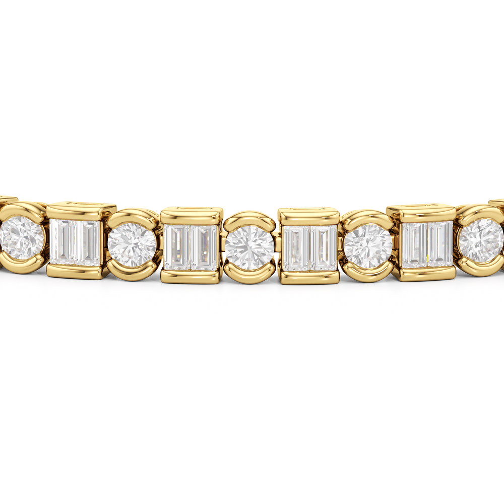 Half Bezel Tennis Bracelet with 4 Cut Diamond in 14KT Yellow Gold view 6
