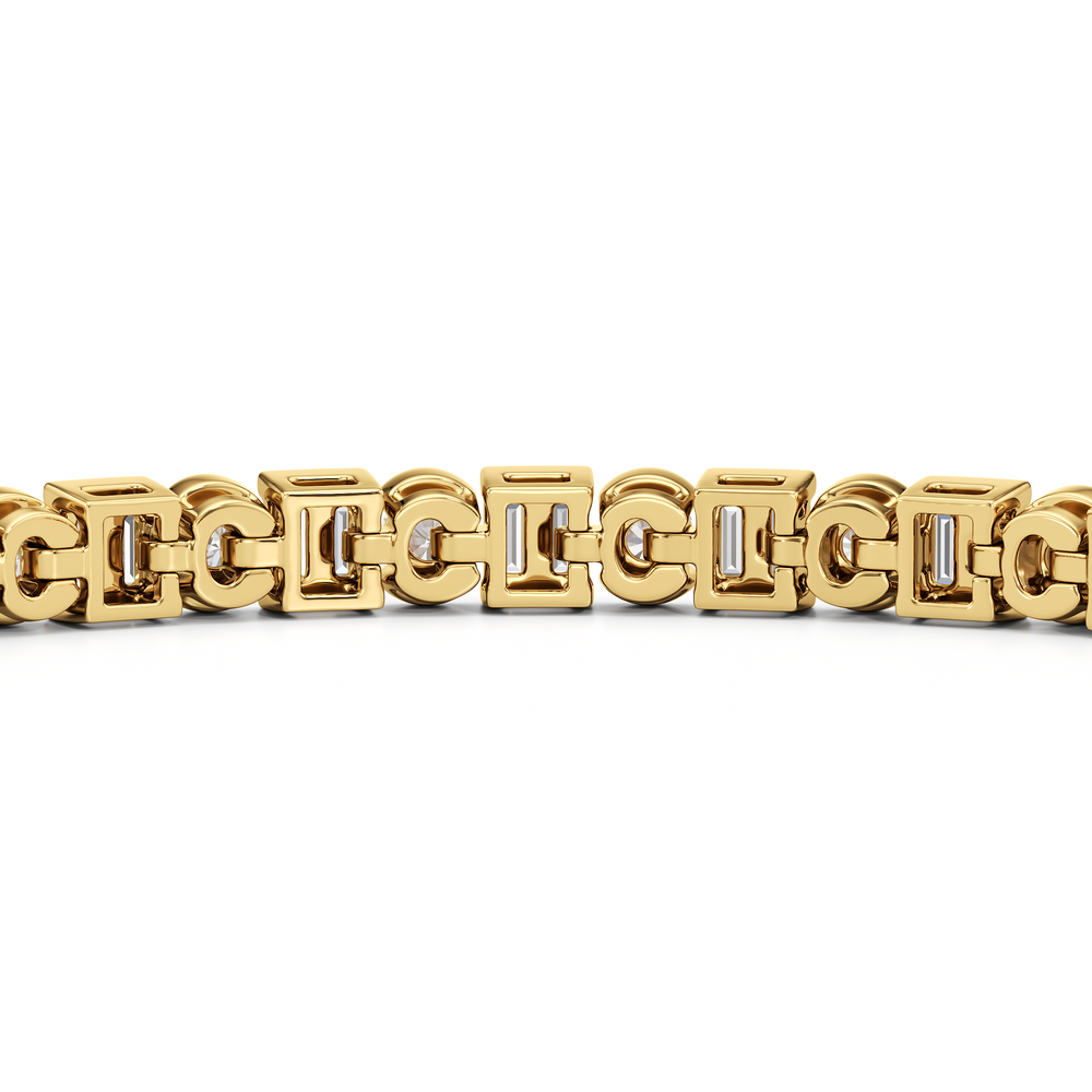 Half Bezel Tennis Bracelet with 4 Cut Diamond in 14KT Yellow Gold view 7
