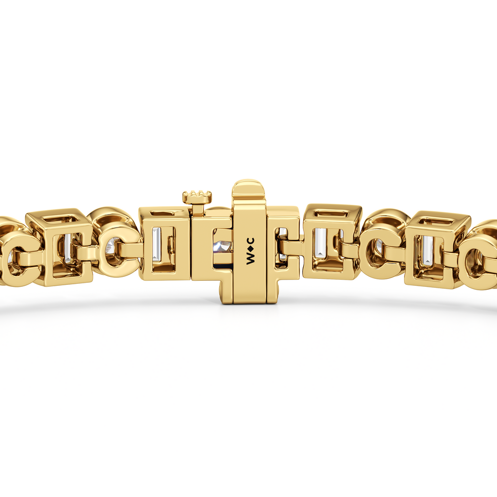 Half Bezel Tennis Bracelet with 4 Cut Diamond in 14KT Yellow Gold view 8
