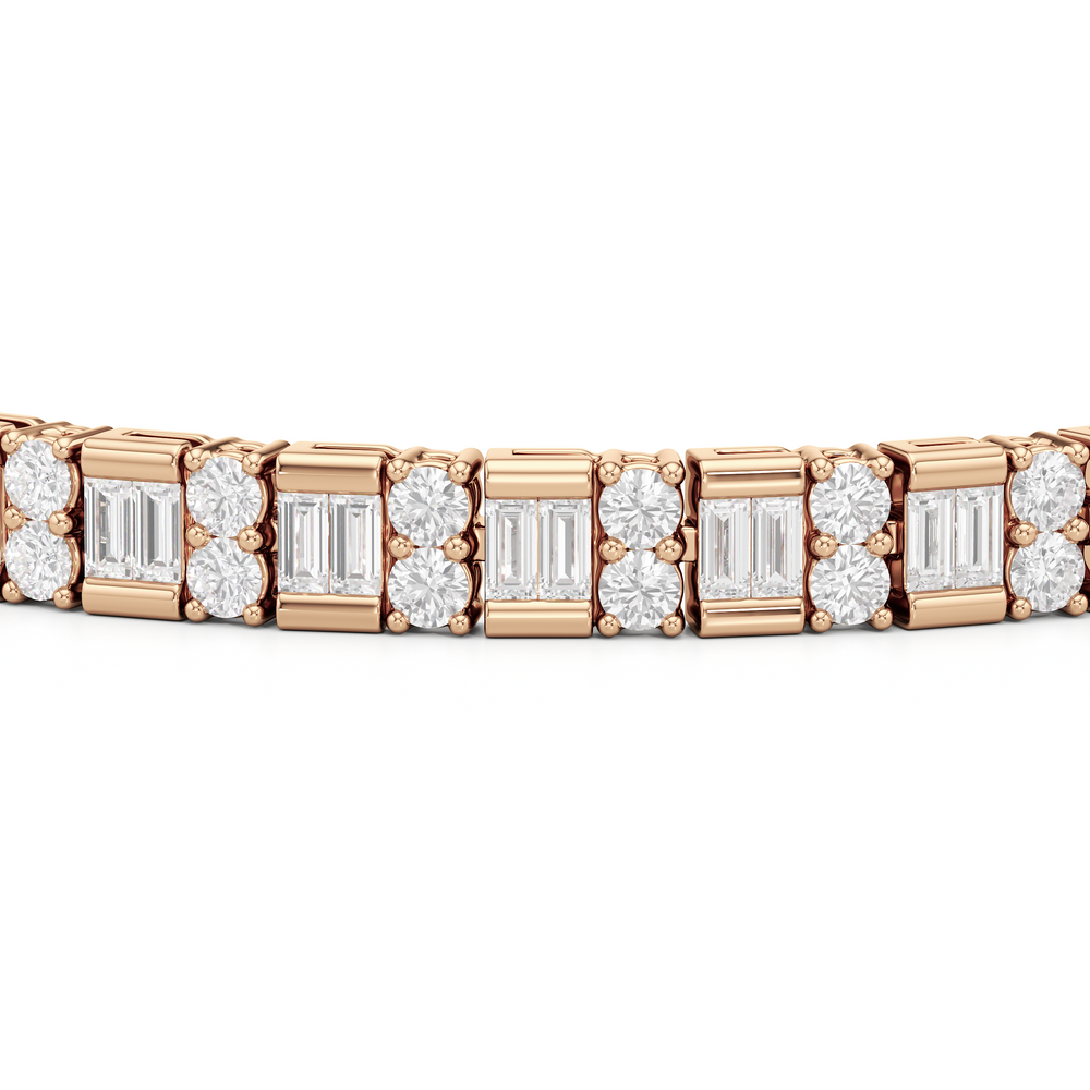 Alternating Mixed Tennis Bracelet with 5 Cut Diamond in 14KT Rose Gold view 6
