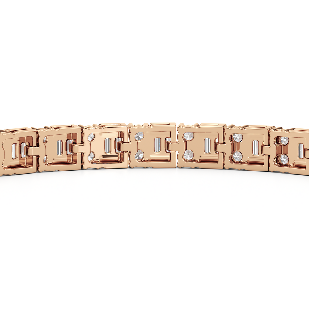Alternating Mixed Tennis Bracelet with 5 Cut Diamond in 14KT Rose Gold view 7
