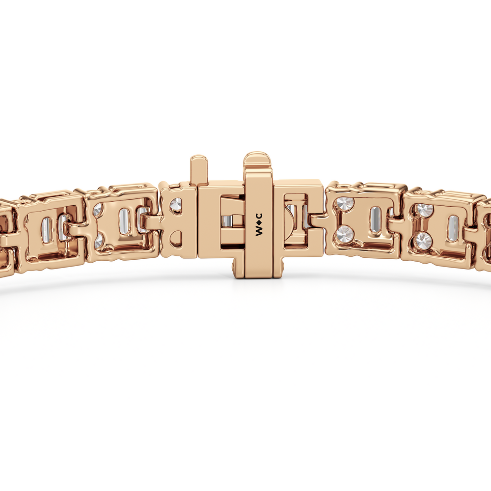 Alternating Mixed Tennis Bracelet with 5 Cut Diamond in 14KT Rose Gold view 8
