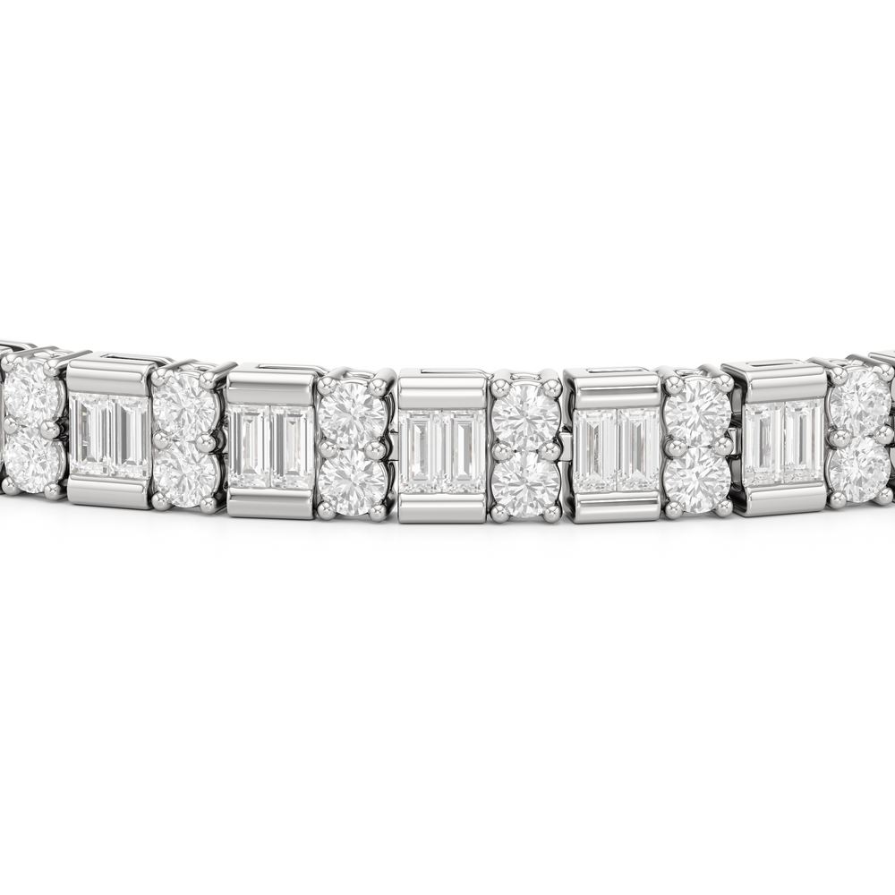 Alternating Mixed Tennis Bracelet with 5 Cut Diamond in 14KT White Gold view 6
