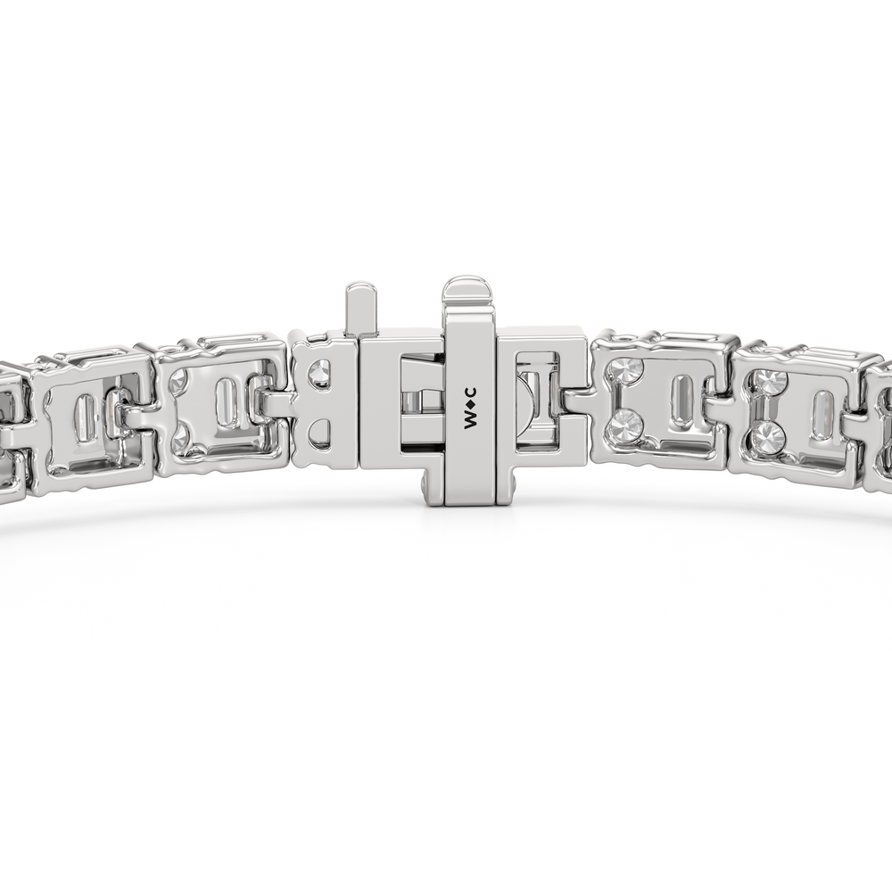 Alternating Mixed Tennis Bracelet with 5 Cut Diamond in 14KT White Gold view 8
