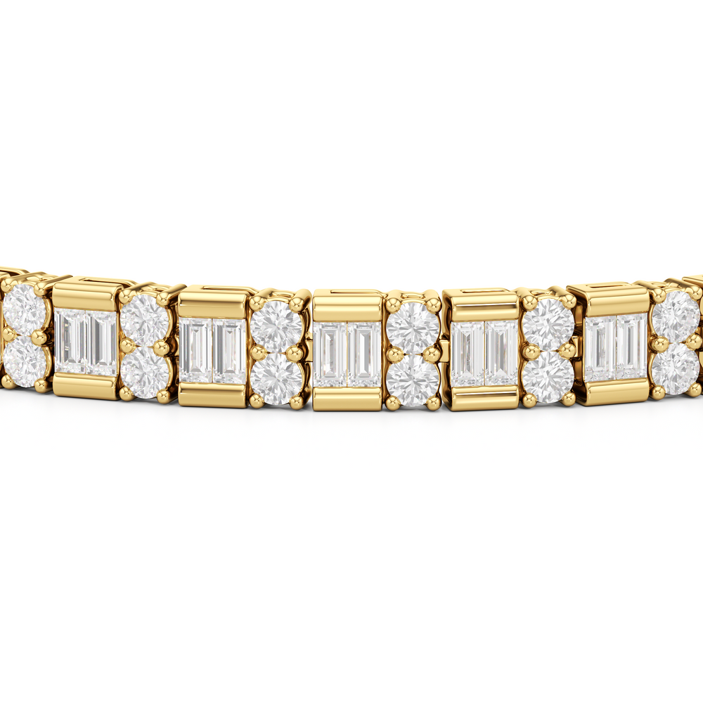 Alternating Mixed Tennis Bracelet with 5 Cut Diamond in 14KT Yellow Gold view 6

