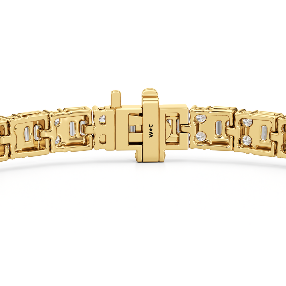 Alternating Mixed Tennis Bracelet with 5 Cut Diamond in 14KT Yellow Gold view 8
