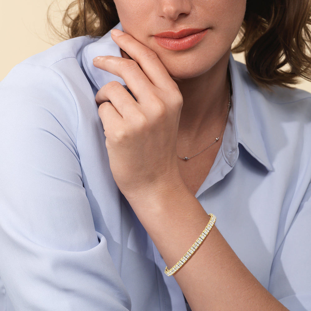 Alternating Mixed Tennis Bracelet with 5 Cut Diamond in 14KT Yellow Gold view 4
