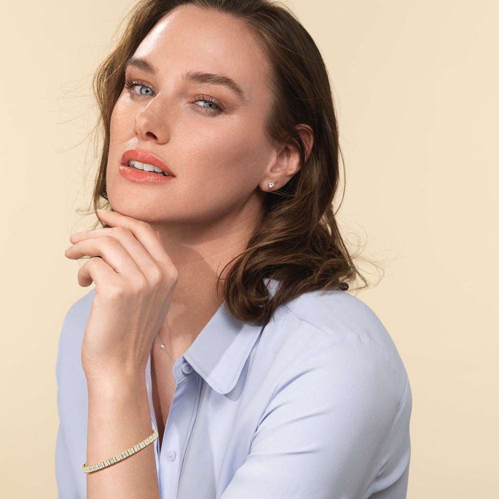 Alternating Mixed Tennis Bracelet with 5 Cut Diamond in 14KT Yellow Gold view 5
