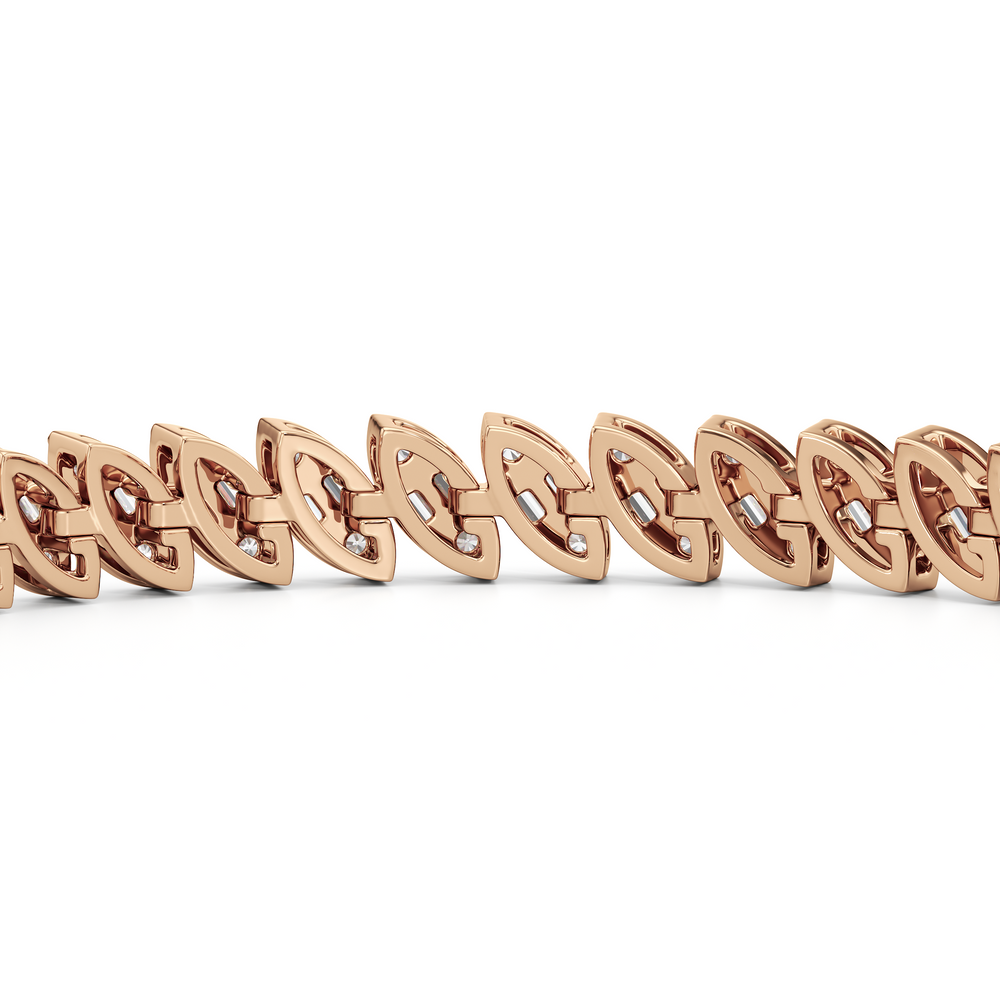 Marquise Tennis Bracelet with 4 Cut Diamond in 14KT Rose Gold view 7
