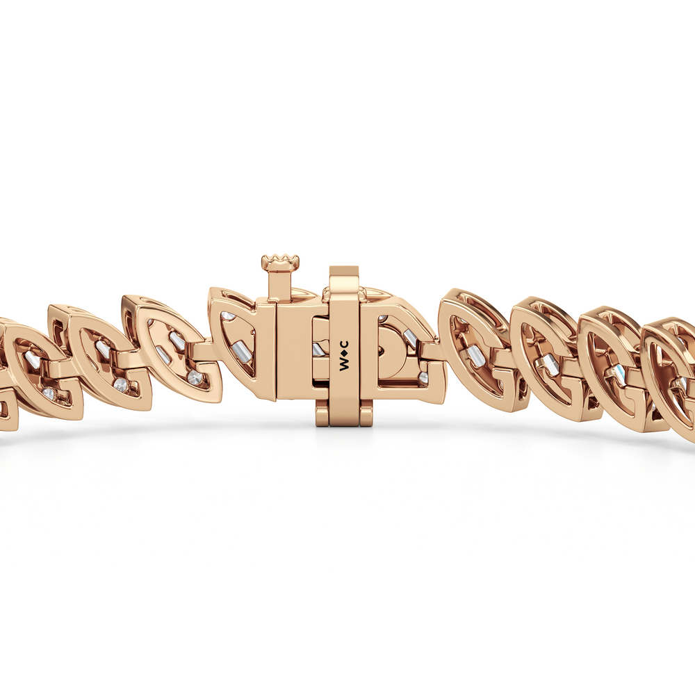 Marquise Tennis Bracelet with 4 Cut Diamond in 14KT Rose Gold view 8
