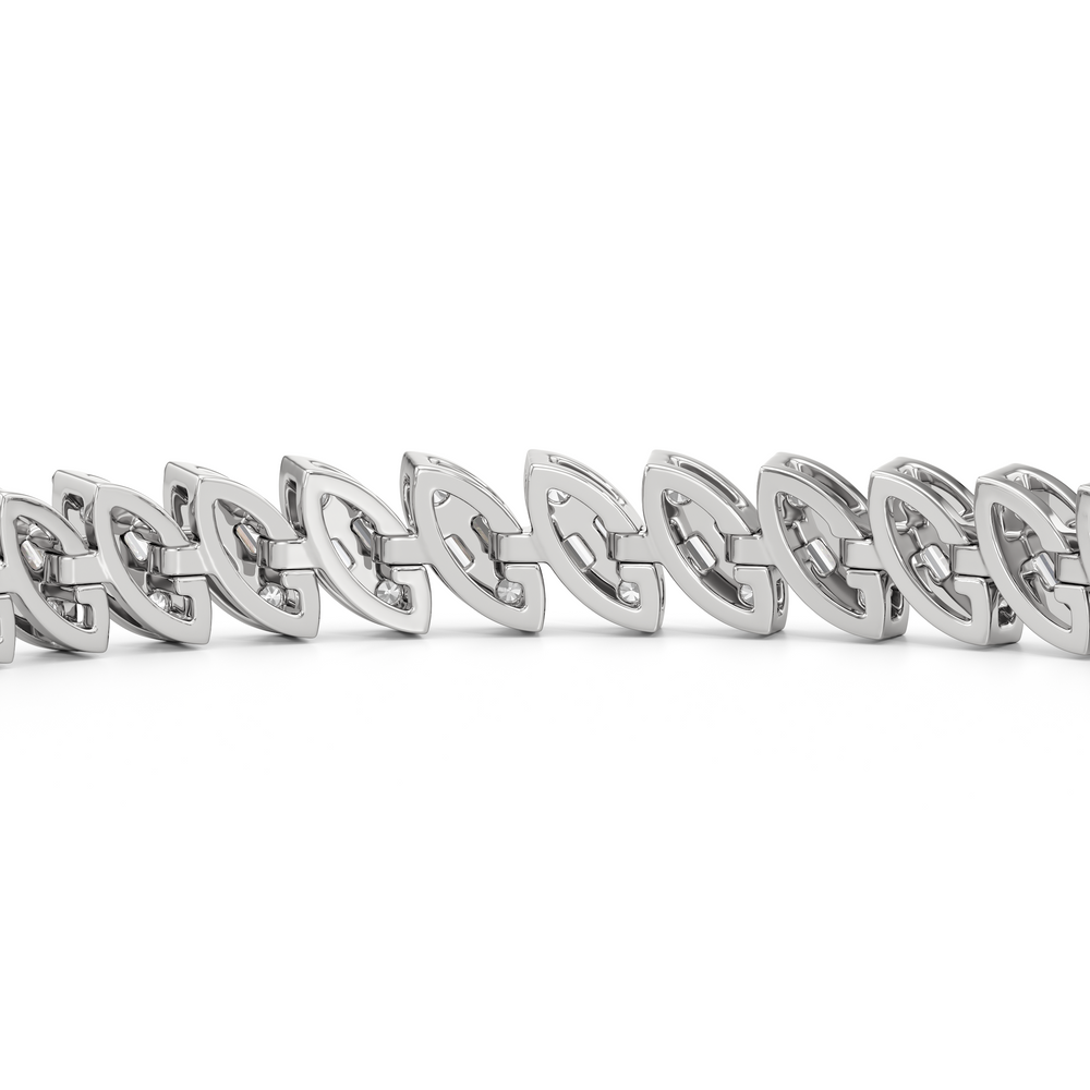 Marquise Tennis Bracelet with 4 Cut Diamond in 14KT White Gold view 7
