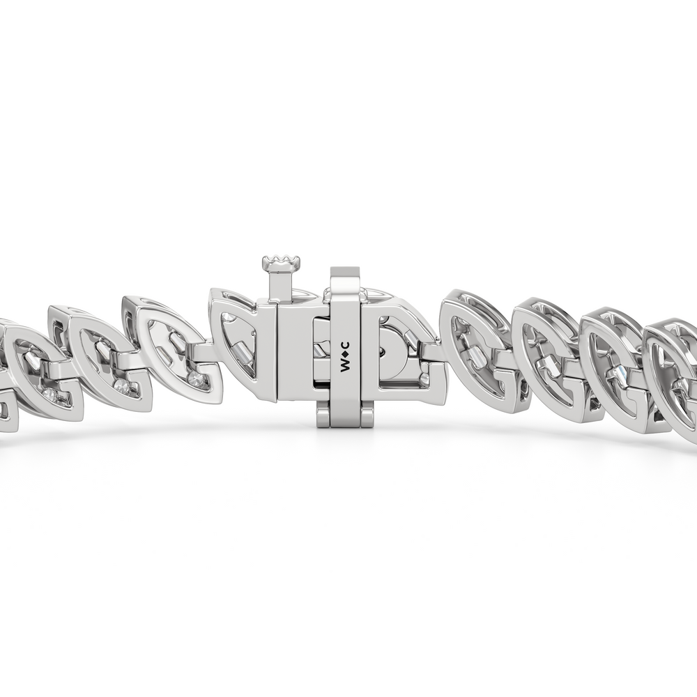 Marquise Tennis Bracelet with 4 Cut Diamond in 14KT White Gold view 8
