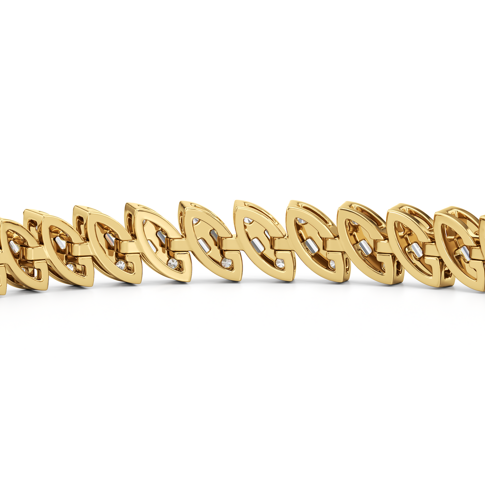 Marquise Tennis Bracelet with 4 Cut Diamond in 14KT Yellow Gold view 7
