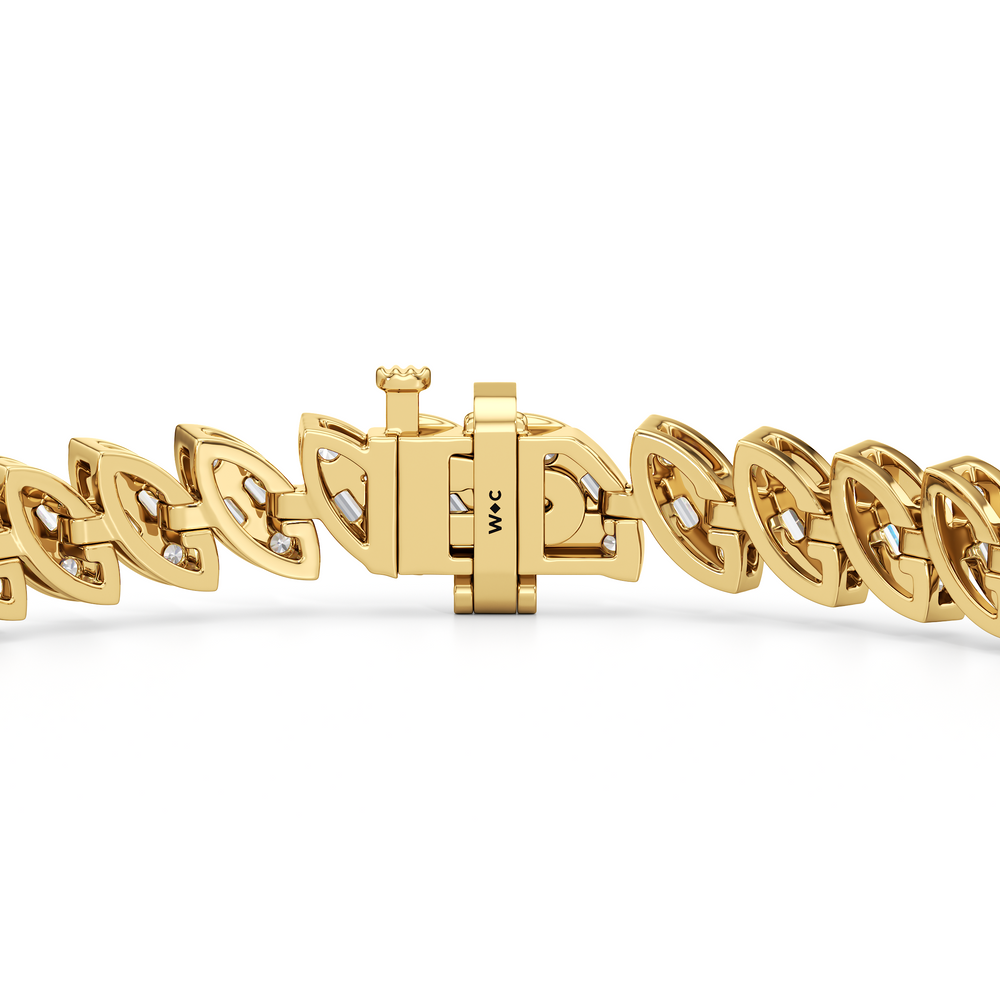 Marquise Tennis Bracelet with 4 Cut Diamond in 14KT Yellow Gold view 8
