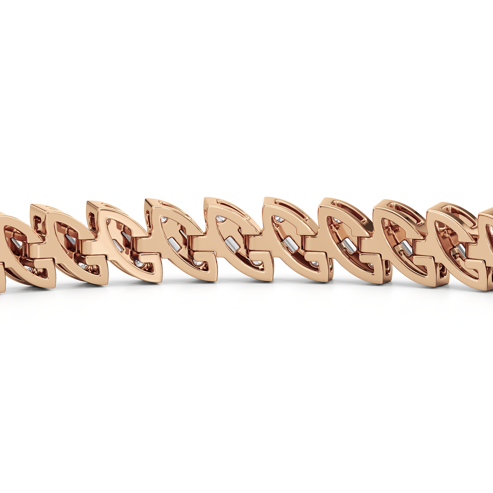 Marquise Tennis Bracelet with 3 Cut Diamond in 14KT Rose Gold view 7
